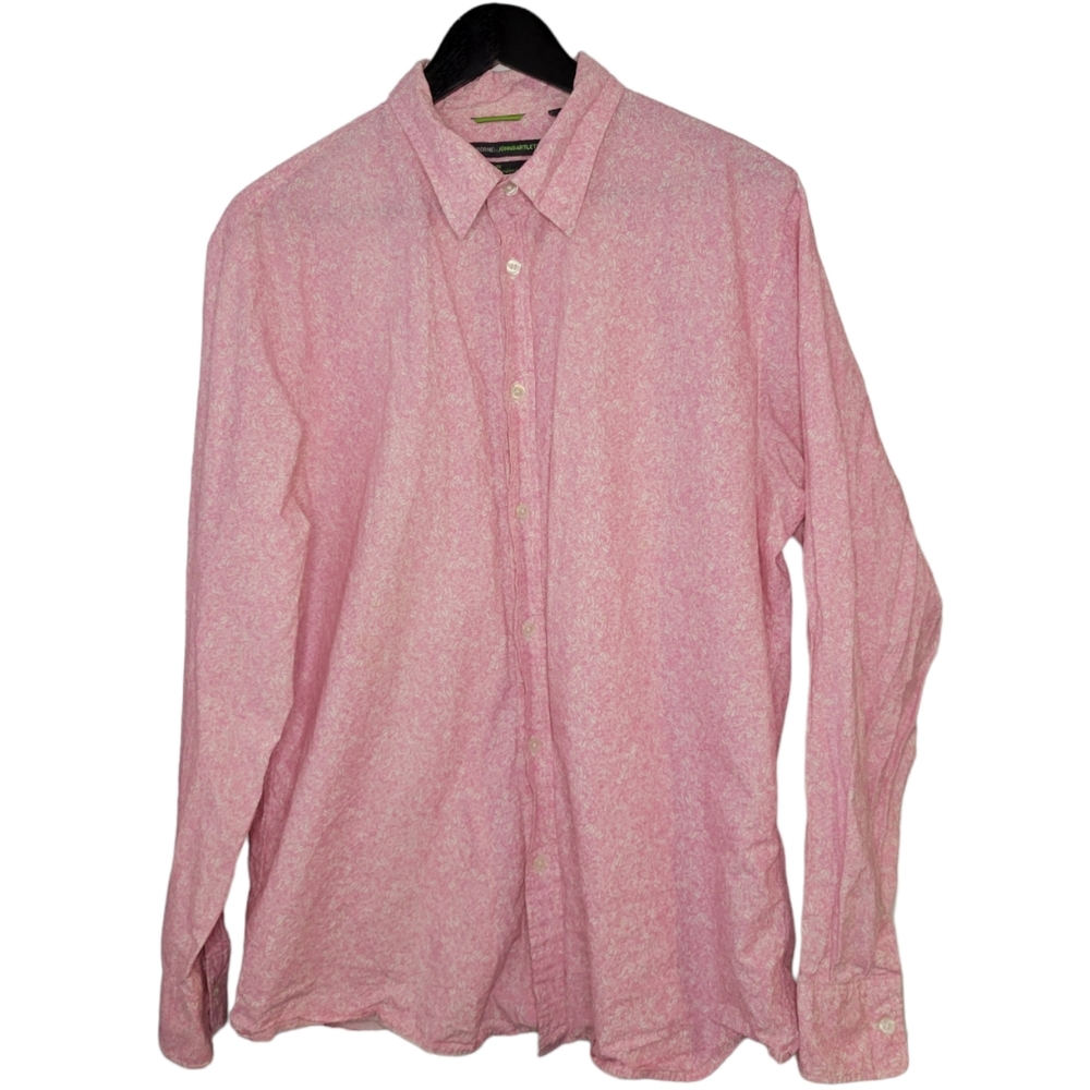 Claiborne by John Bartlett mens pink paisley leaf print button front shi…